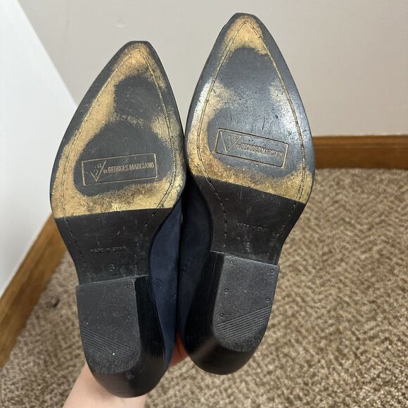 Guess Georges Marciano Blue Leather Western Booties Women's 6 Vintage 80s/90's - Picture 8 of 9